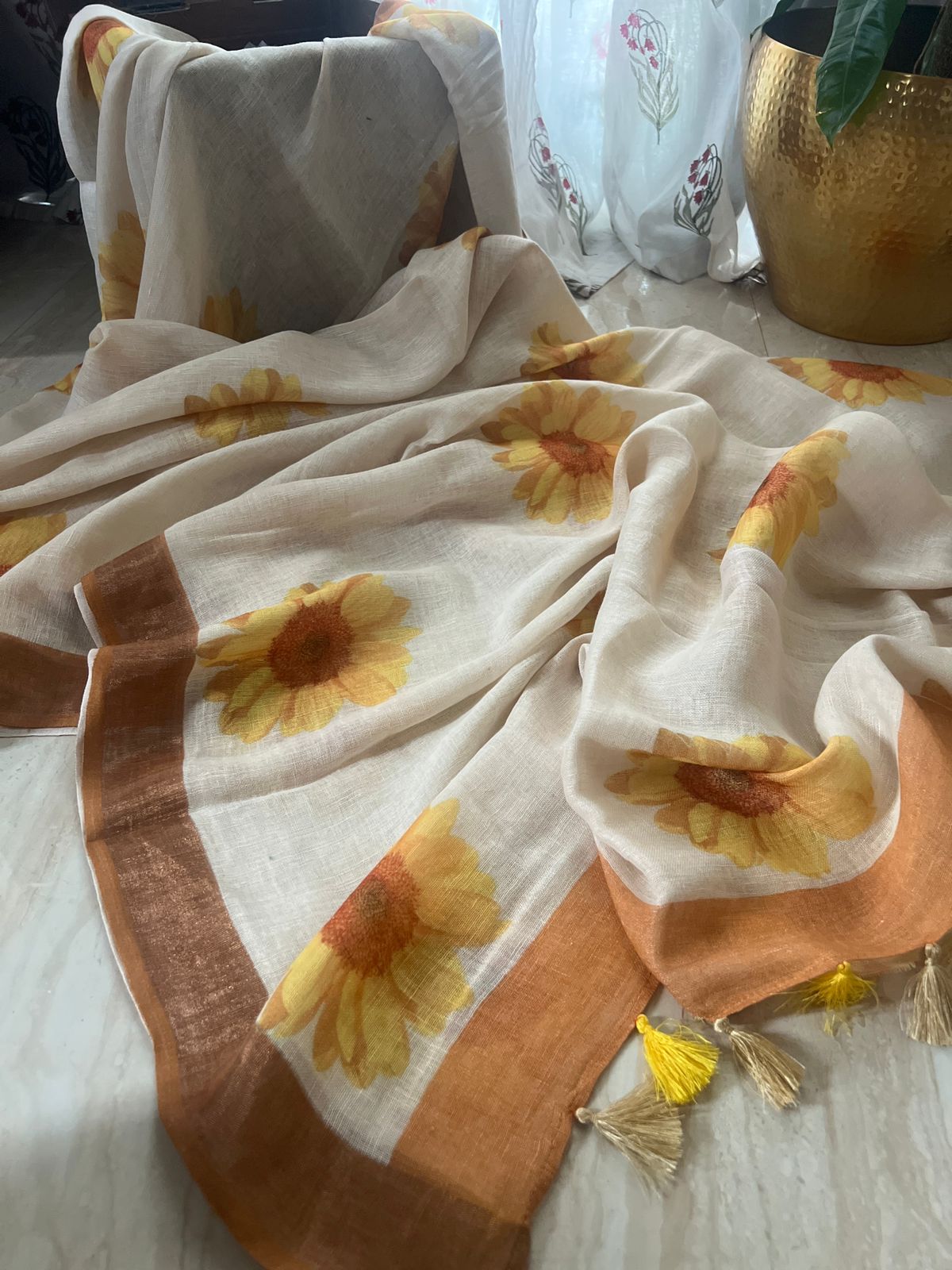 Pure Linen By Linen Digital Print Saree