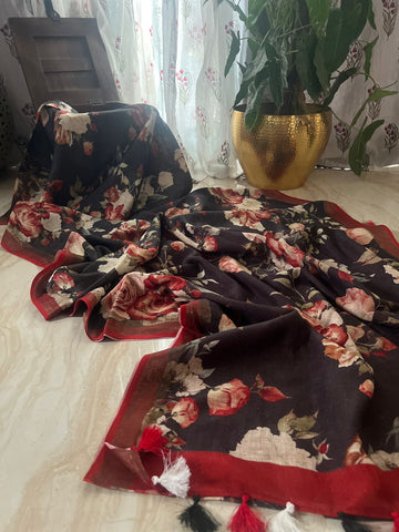 Pure Linen By Linen Digital Print Saree