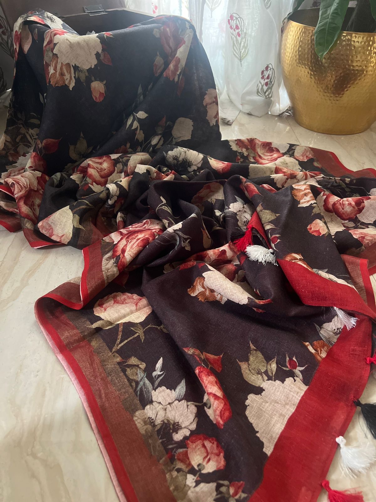 Pure Linen By Linen Digital Print Saree