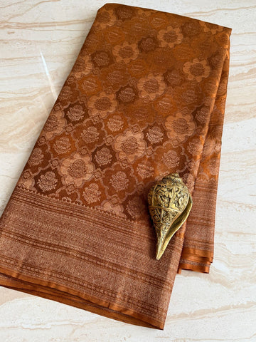 Pure Mysore Brocade Crepe Silk Saree With Antiq Zari Weave