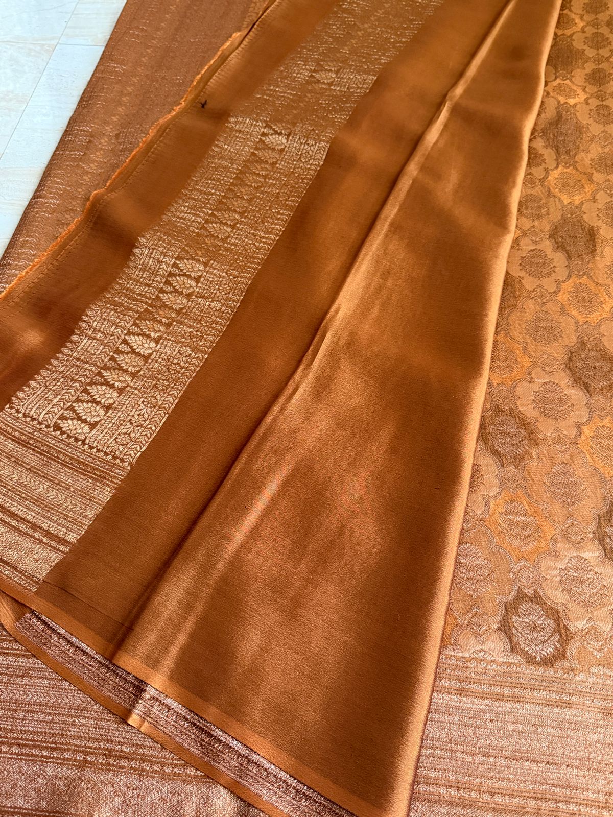Pure Mysore Brocade Crepe Silk Saree With Antiq Zari Weave