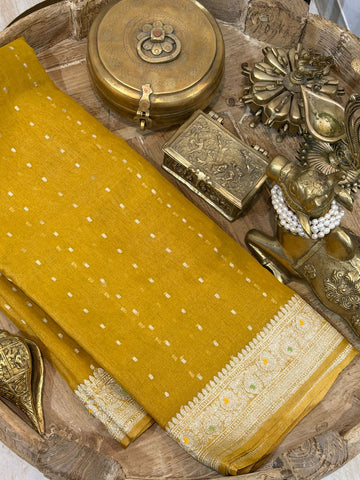 Pure Handloom Tissue Chiffon Silk Saree With Meenakari