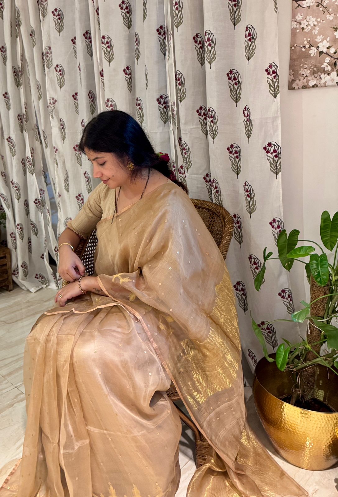 Pure Resham Silk Saree With Jamdani Weave
