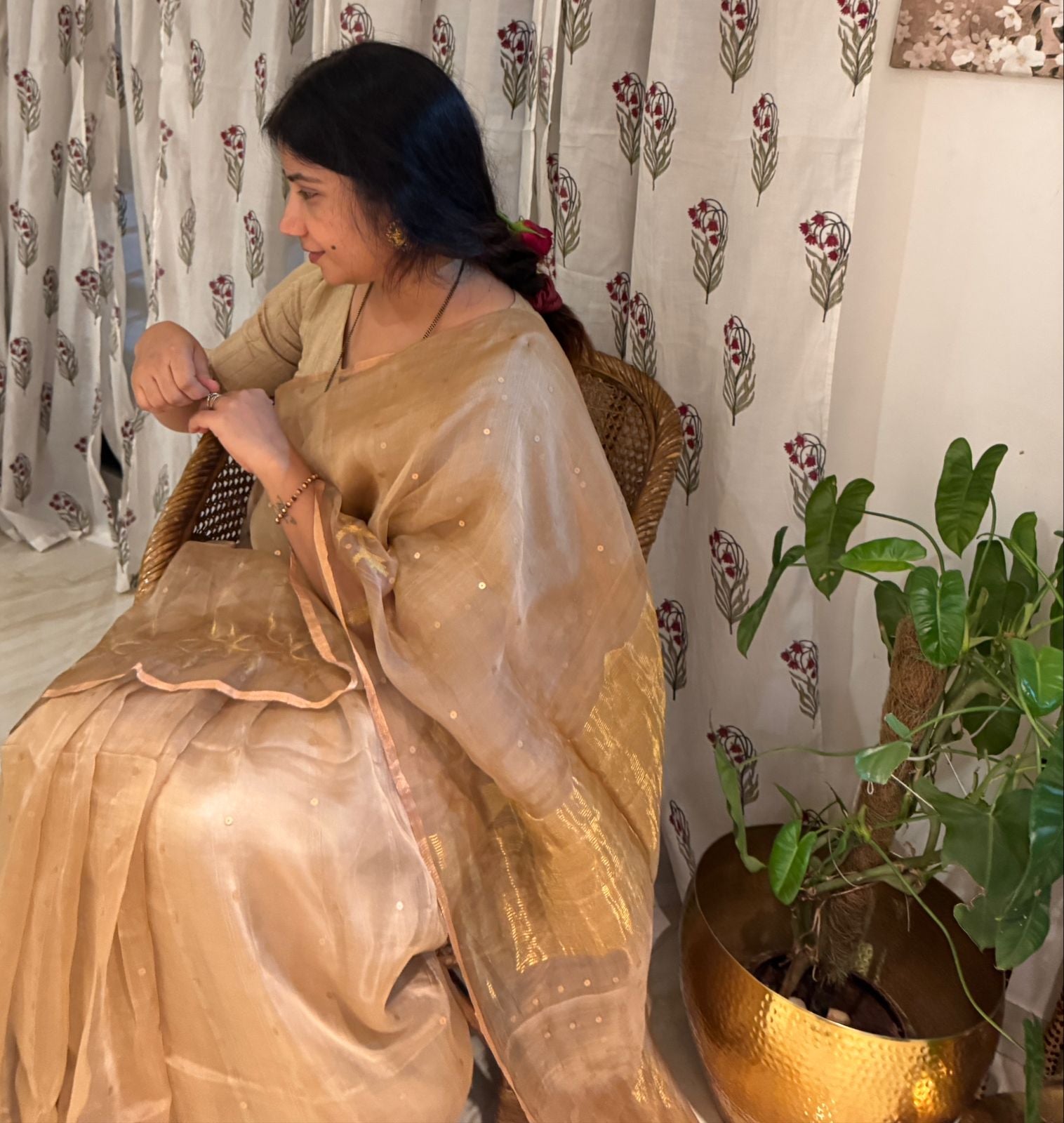 Pure Resham Silk Saree With Jamdani Weave