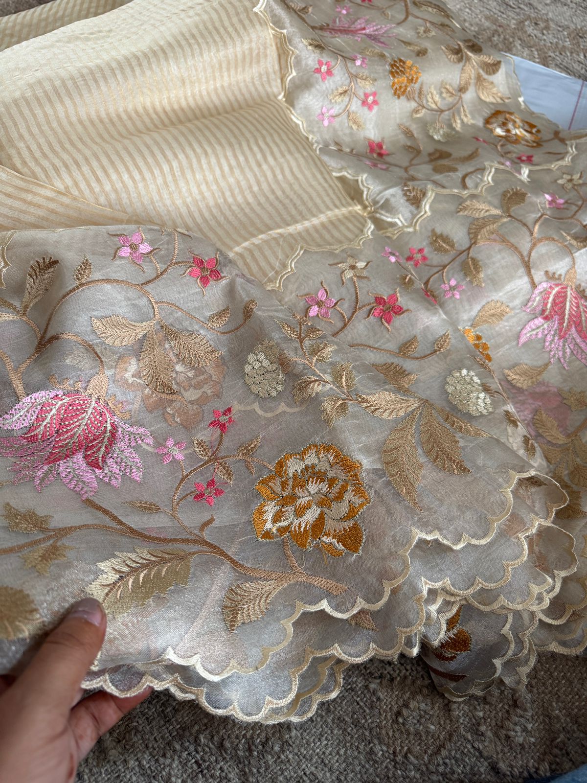 Pure Tissue Organza Saree With Embroidery Border