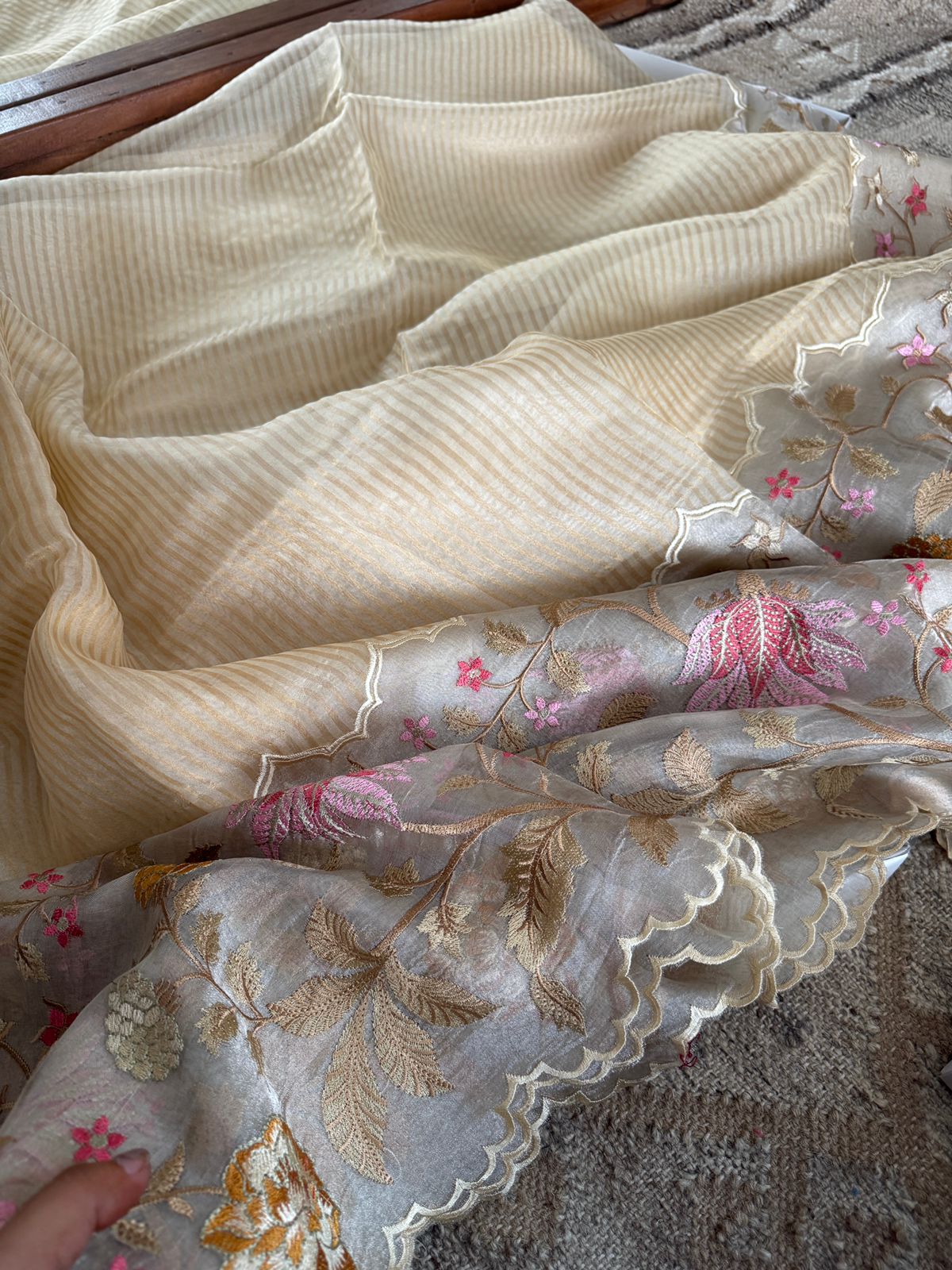 Pure Tissue Organza Saree With Embroidery Border