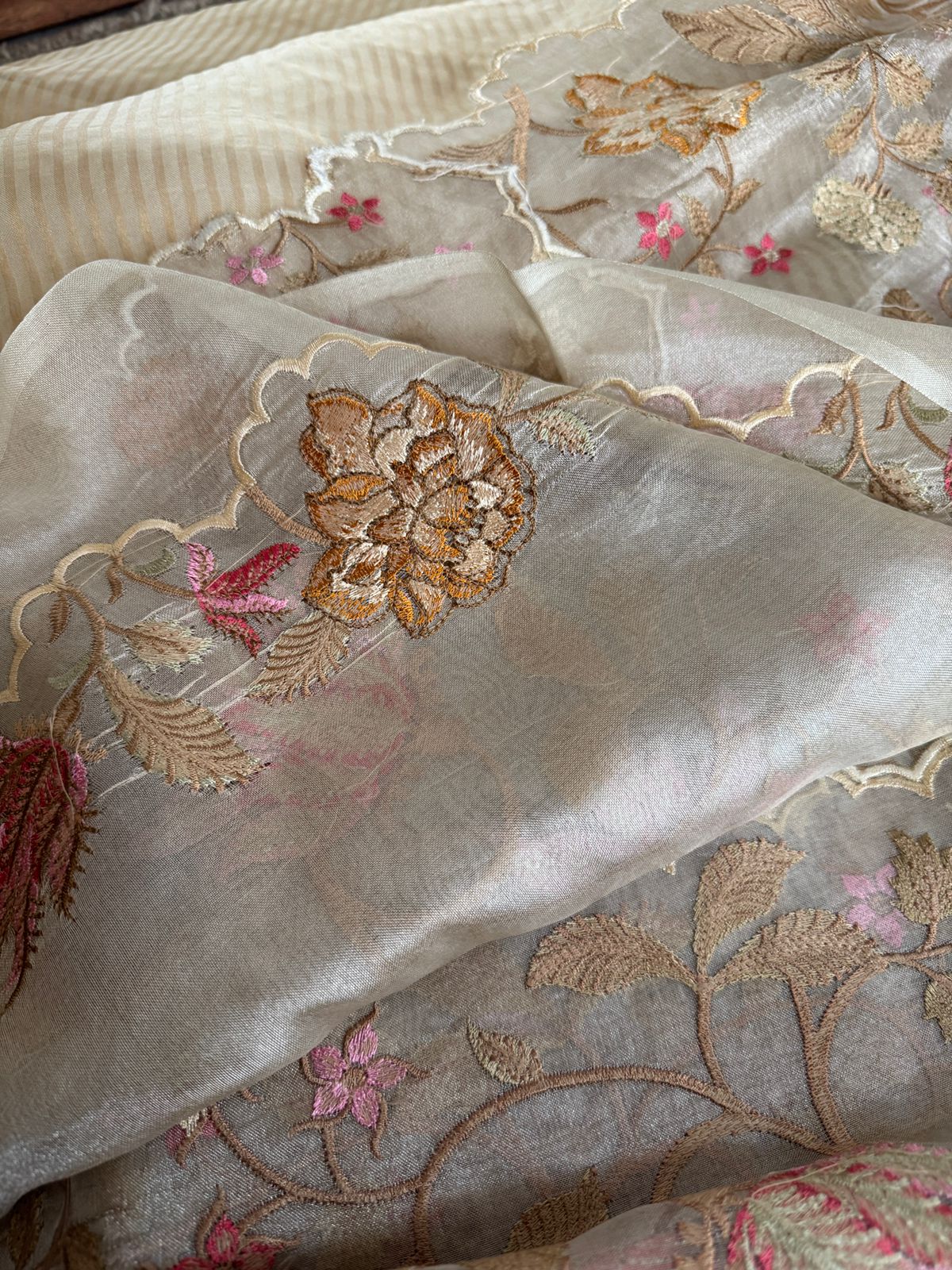 Pure Tissue Organza Saree With Embroidery Border