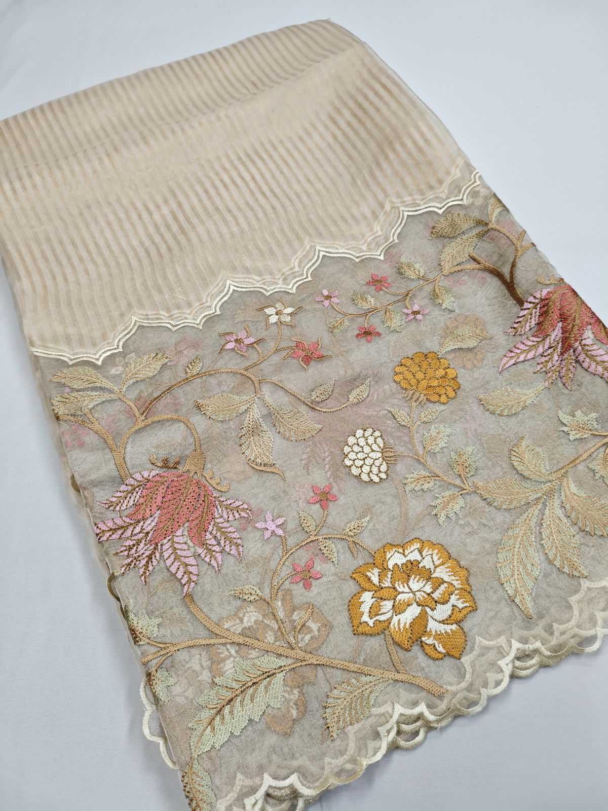 Pure Tissue Organza Saree With Embroidery Border