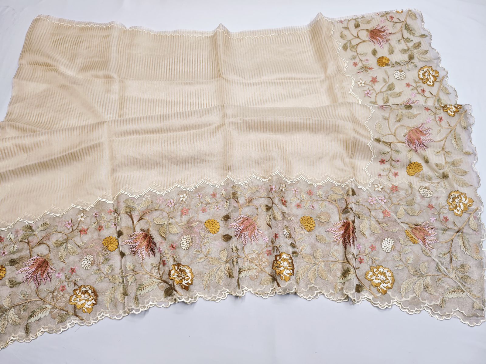 Pure Tissue Organza Saree With Embroidery Border