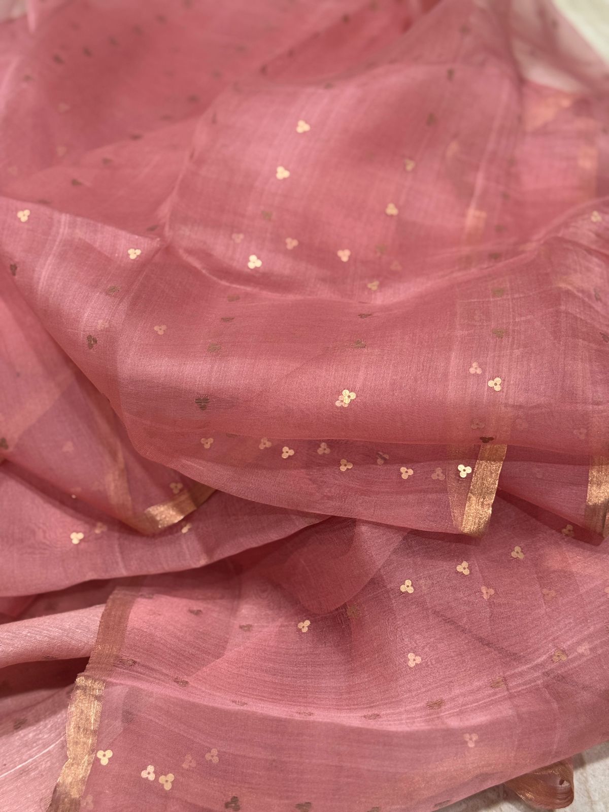 Elegant Pure Handloom Resham Silk Saree With All-Over Sequins Work