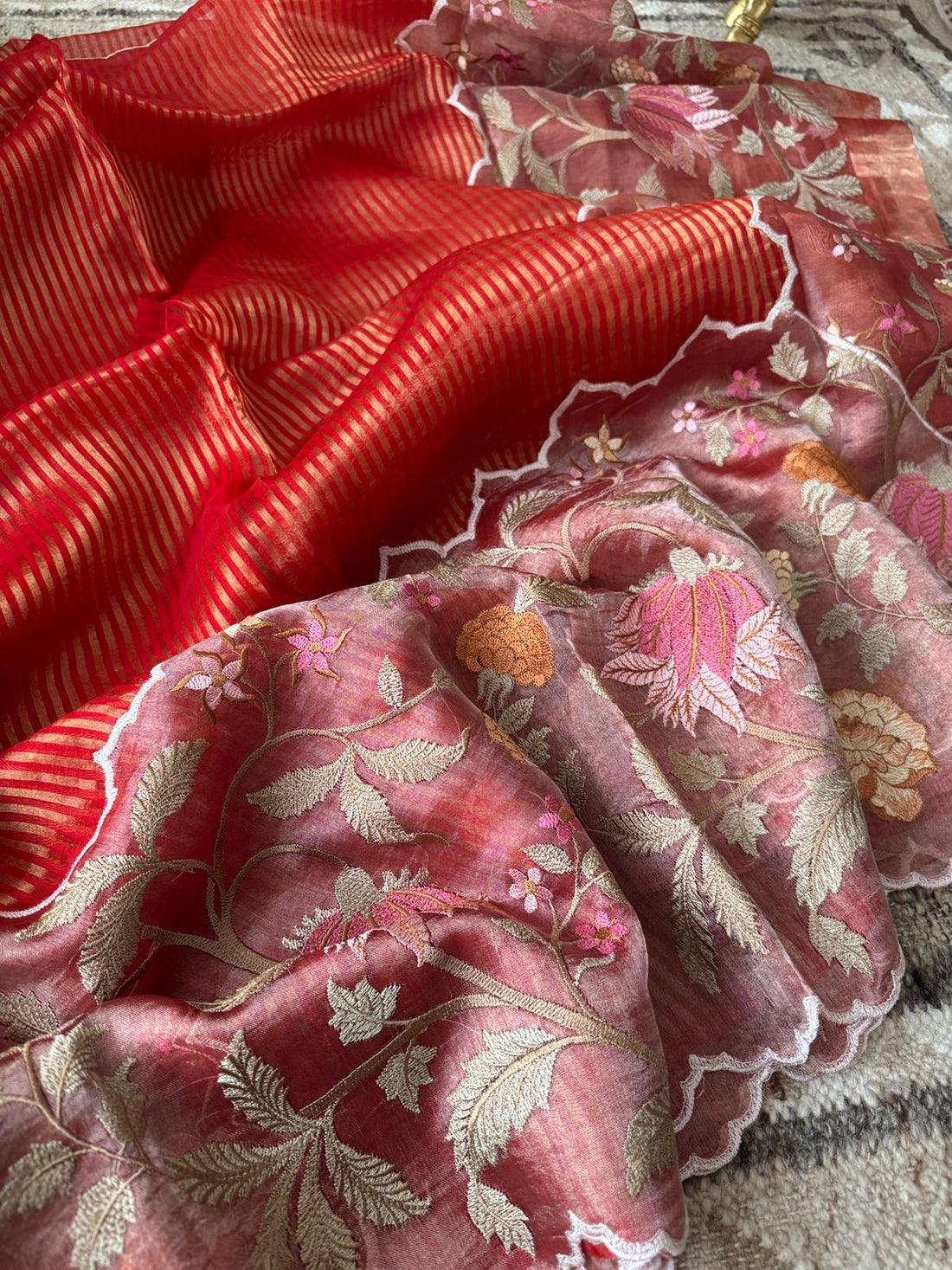 Pure Tissue Organza Saree With Embroidery Border