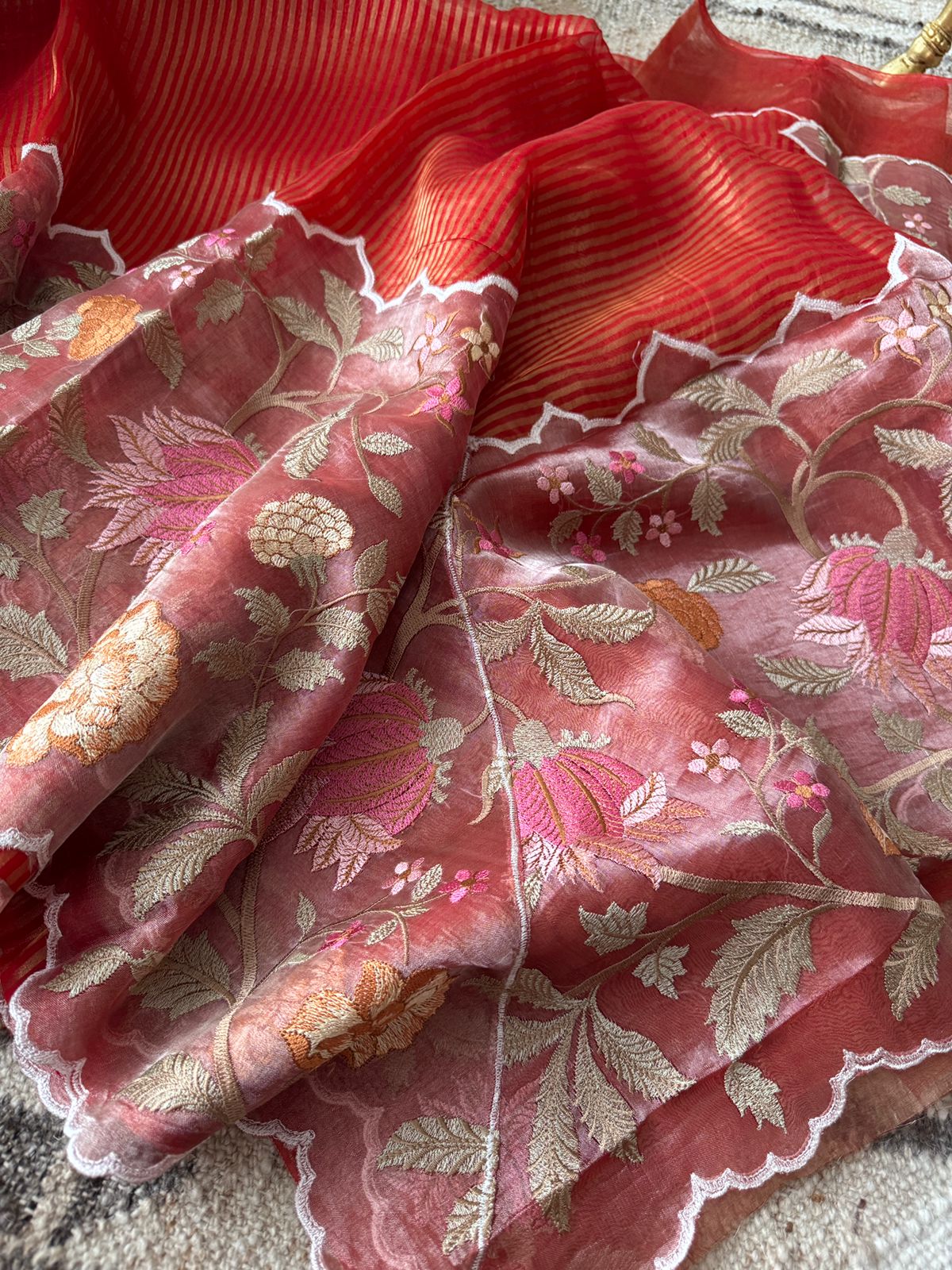 Pure Tissue Organza Saree With Embroidery Border