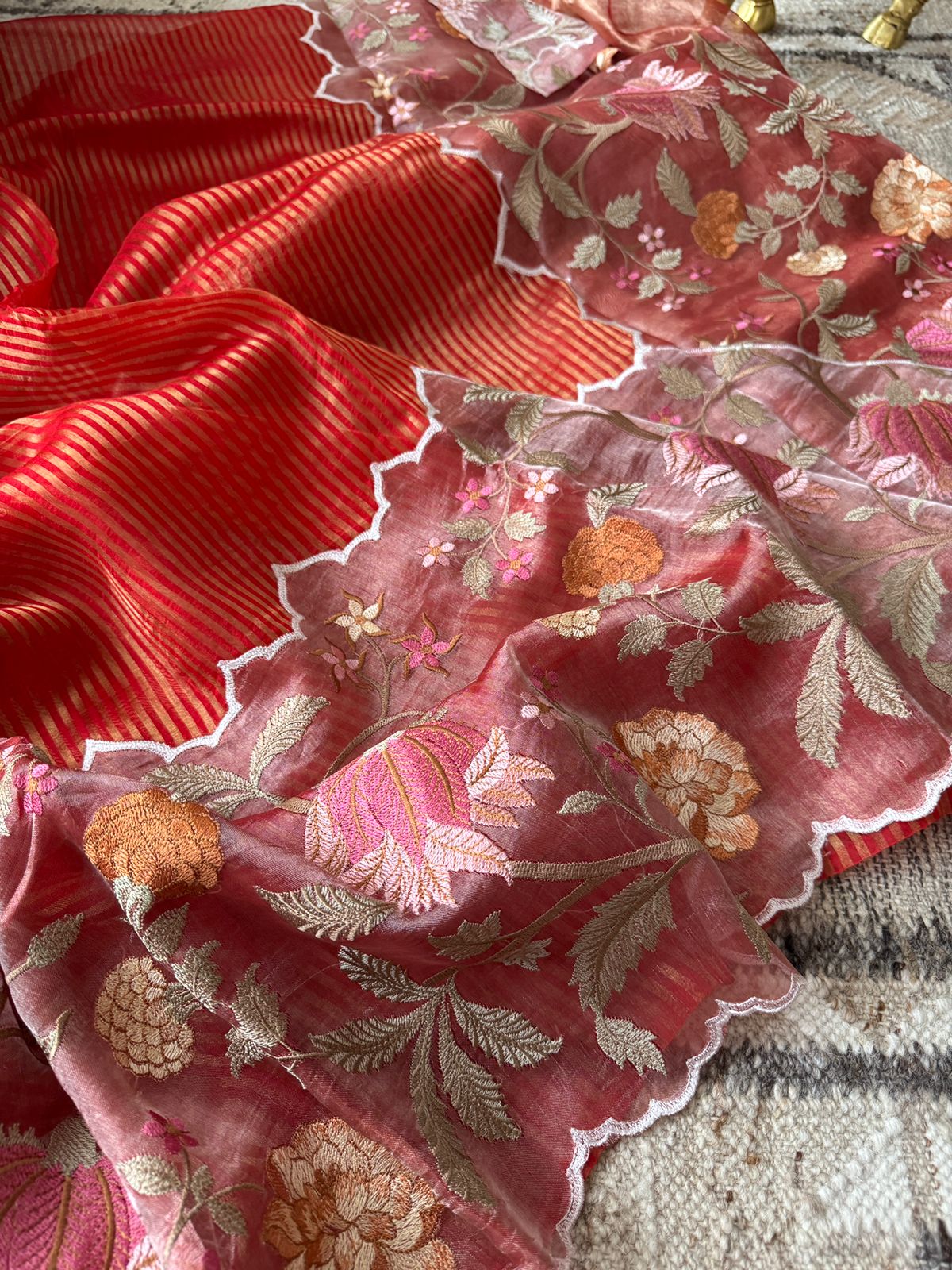 Pure Tissue Organza Saree With Embroidery Border