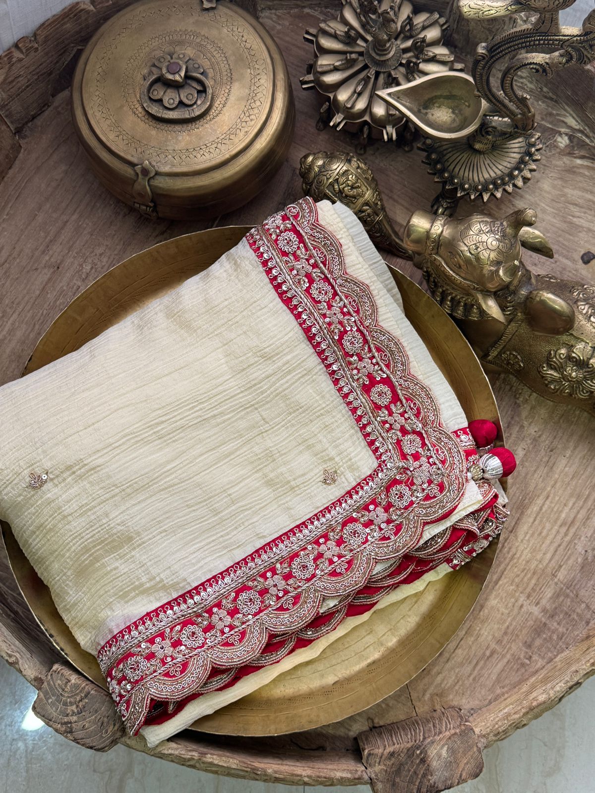 Designer Crush Tissue Saree with Zardozi Embroidery