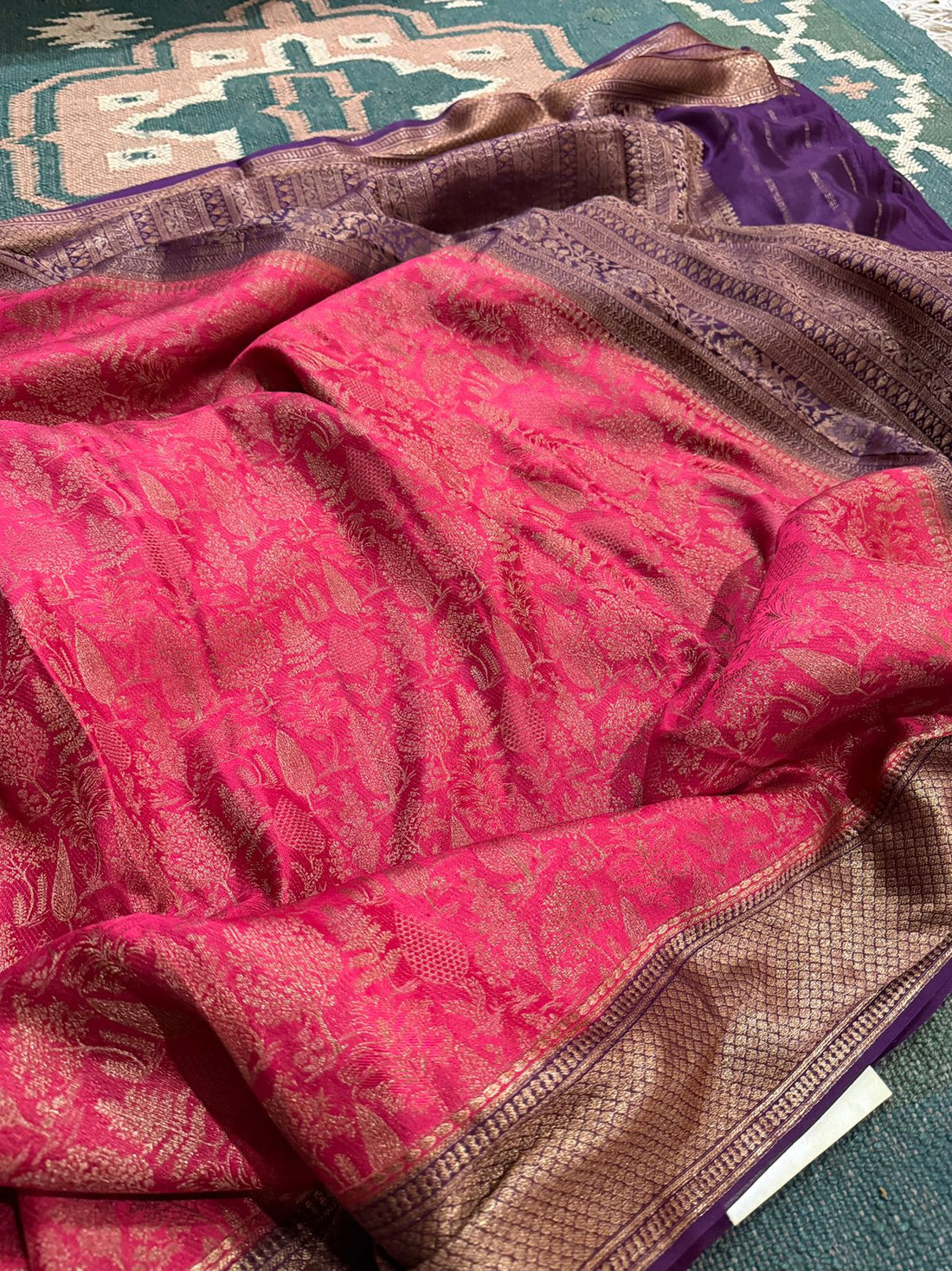 Pure Mysore Brocade Crepe Silk Saree With Antiq Zari Weave