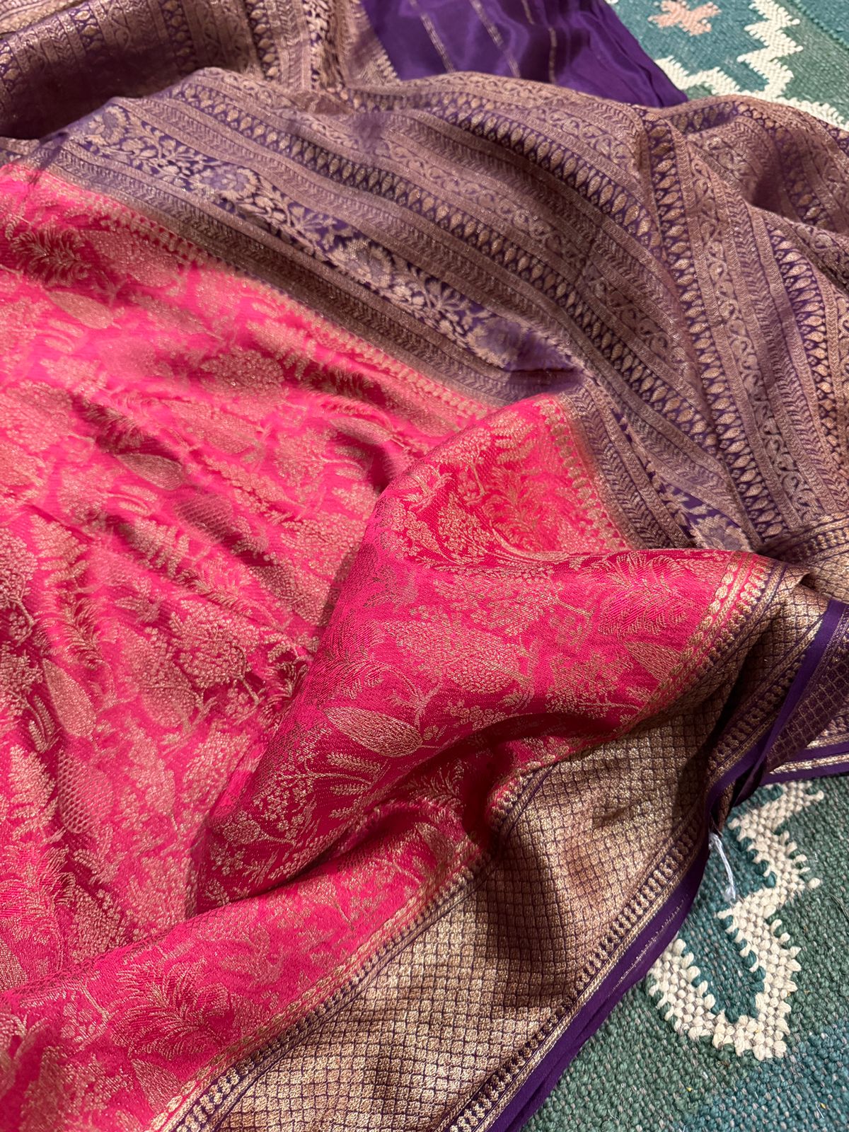 Pure Mysore Brocade Crepe Silk Saree With Antiq Zari Weave