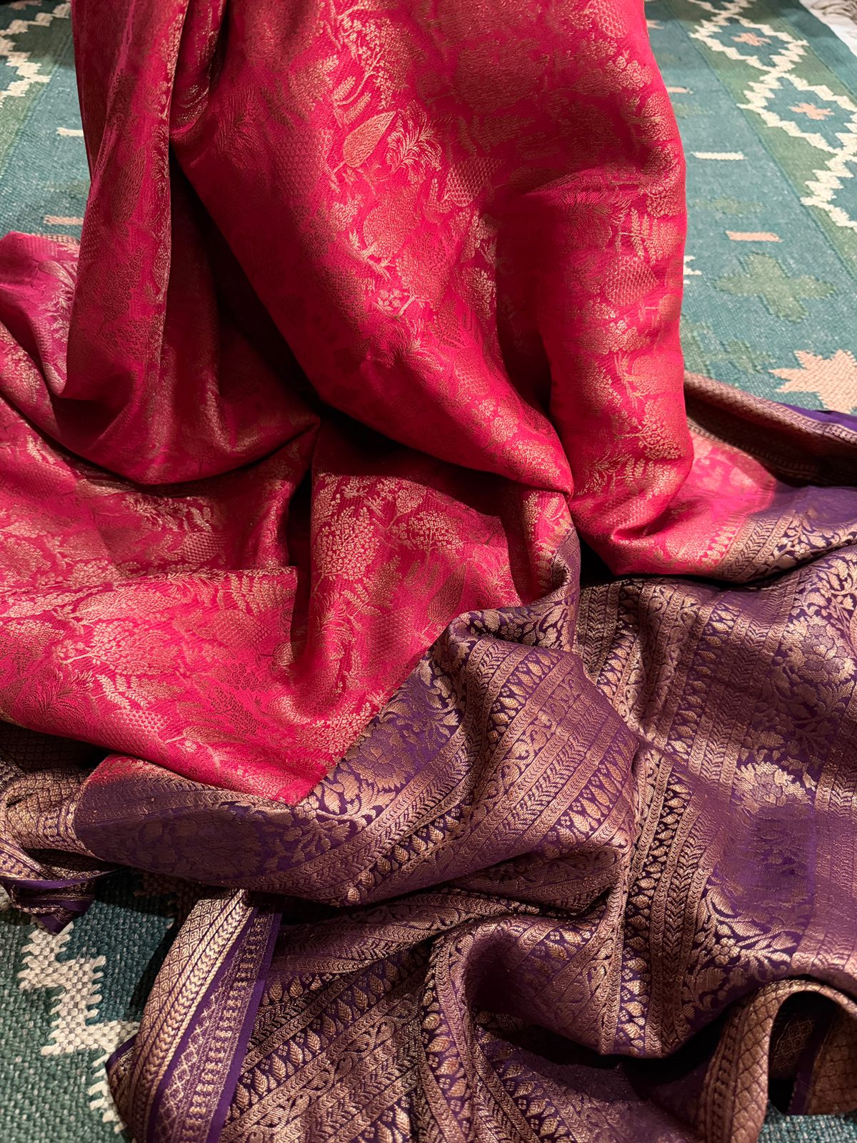 Pure Mysore Brocade Crepe Silk Saree With Antiq Zari Weave