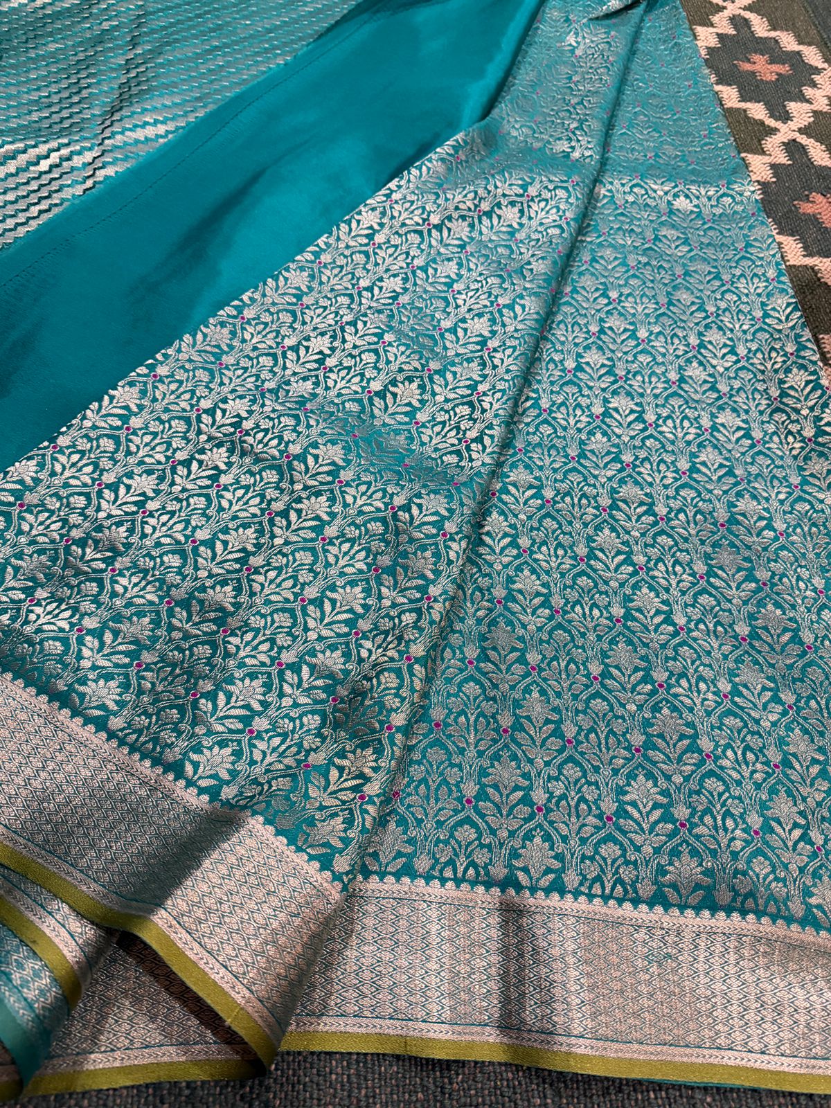 Pure Mysore Brocade Crepe Silk Saree With Meenakari Weave