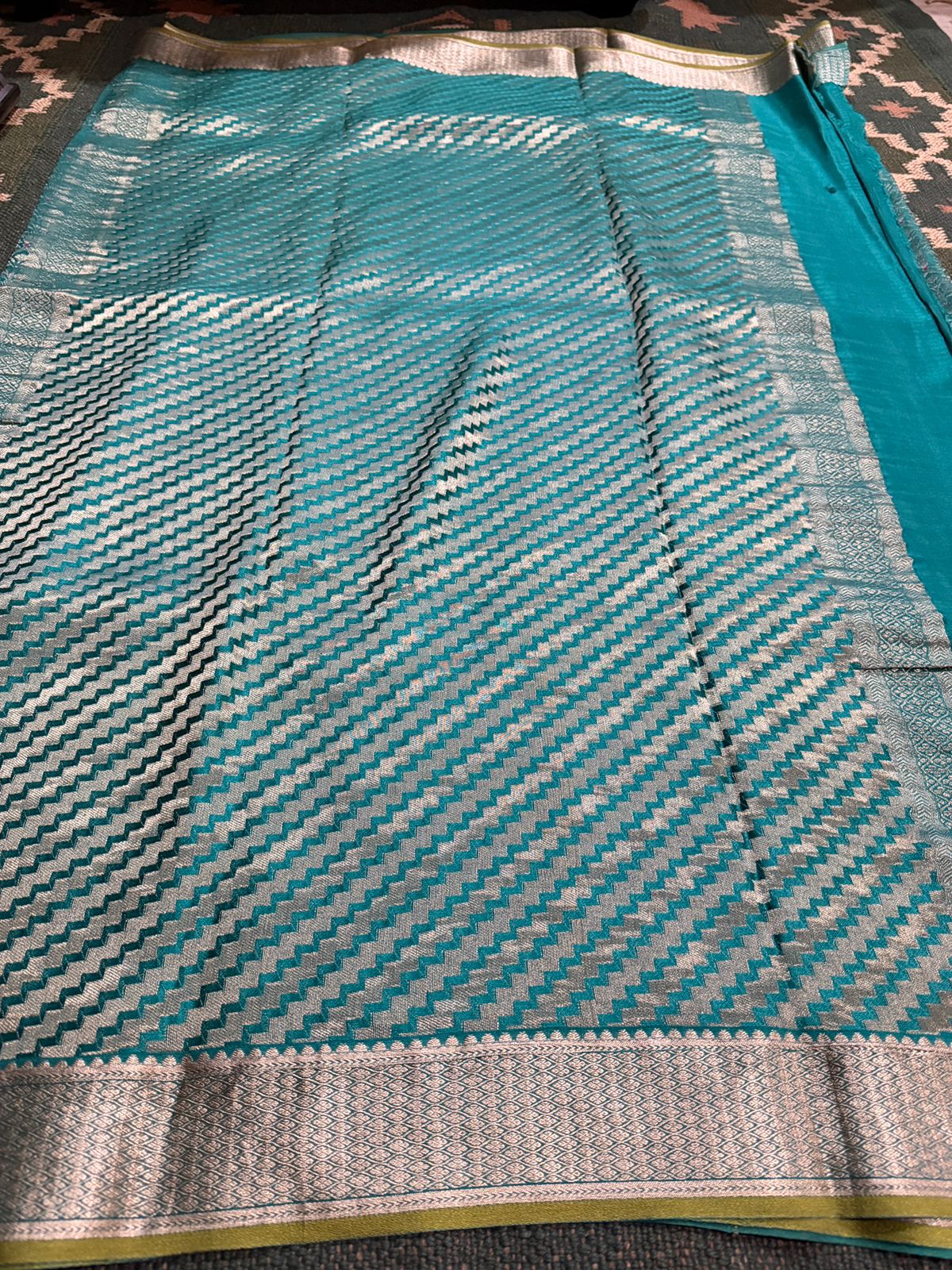 Pure Mysore Brocade Crepe Silk Saree With Meenakari Weave