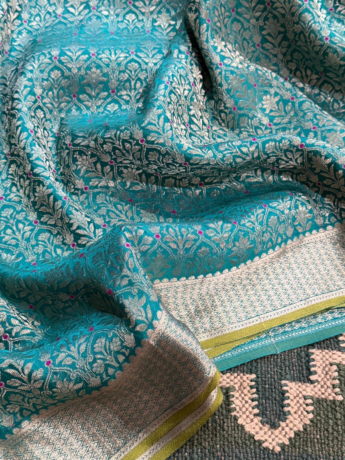 Pure Mysore Brocade Crepe Silk Saree With Meenakari Weave