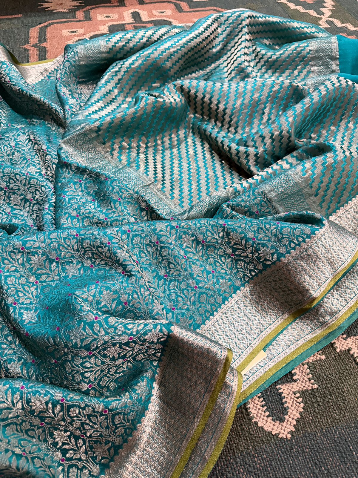 Pure Mysore Brocade Crepe Silk Saree With Meenakari Weave