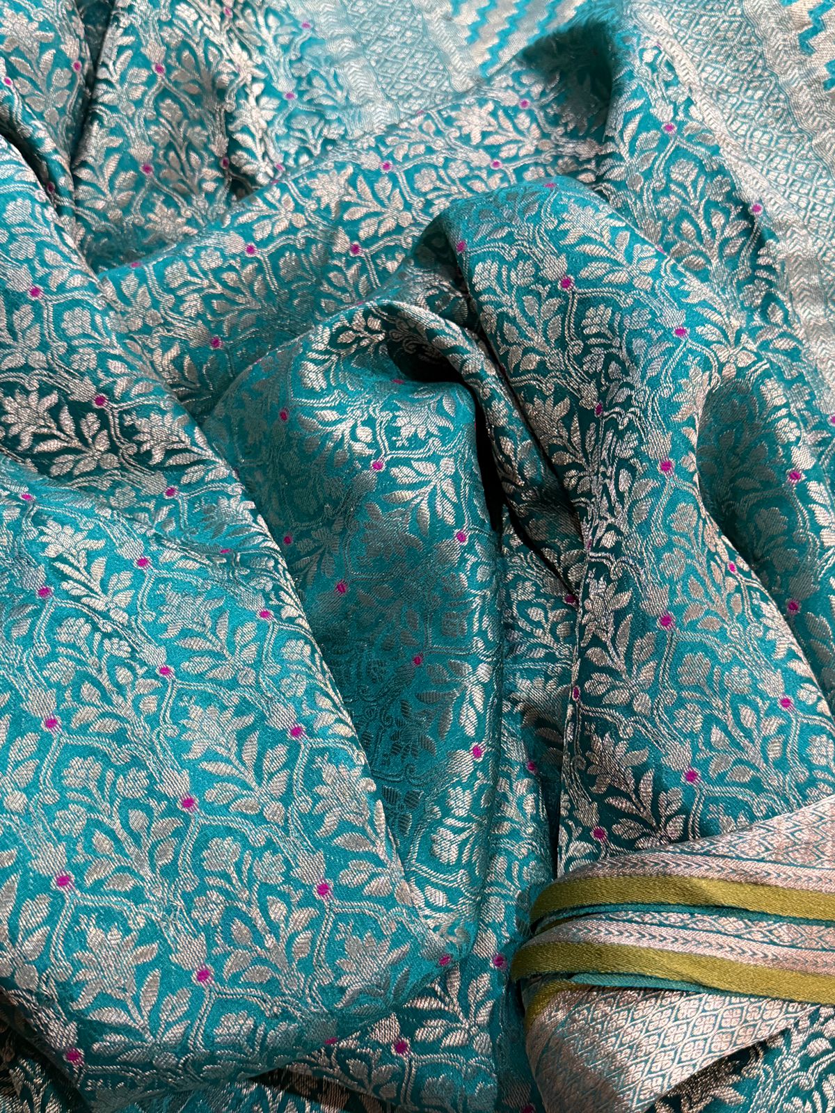 Pure Mysore Brocade Crepe Silk Saree With Meenakari Weave