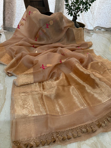 Pure Handloom Kora Banarasi Saree