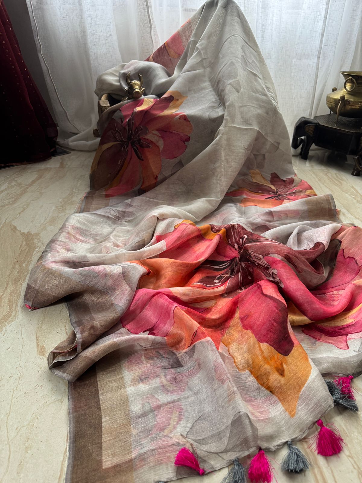 Linen Silk Digital Print Saree