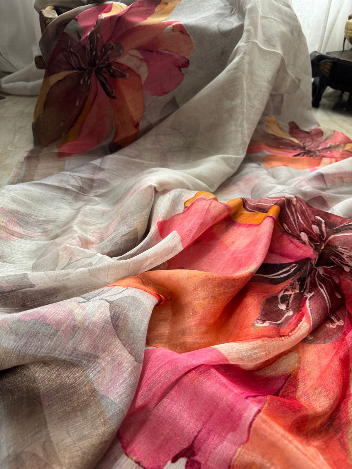 Linen Silk Digital Print Saree