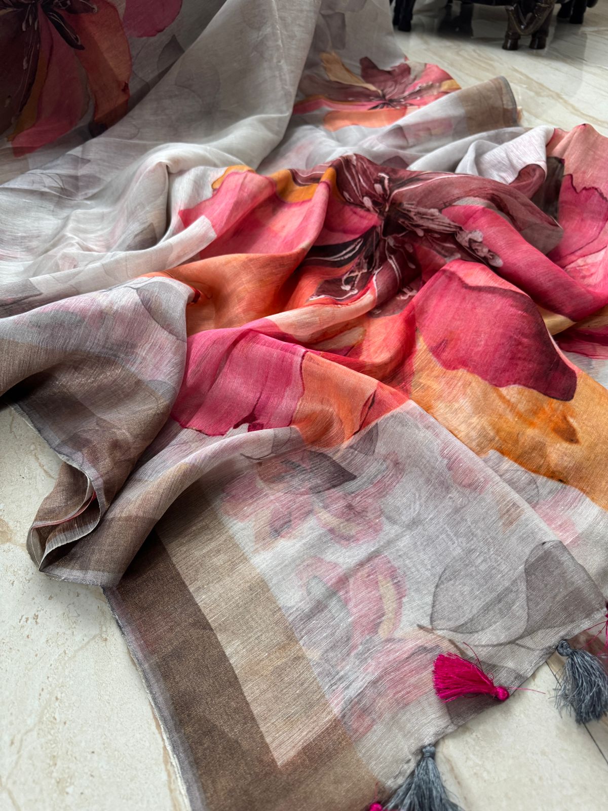 Linen Silk Digital Print Saree