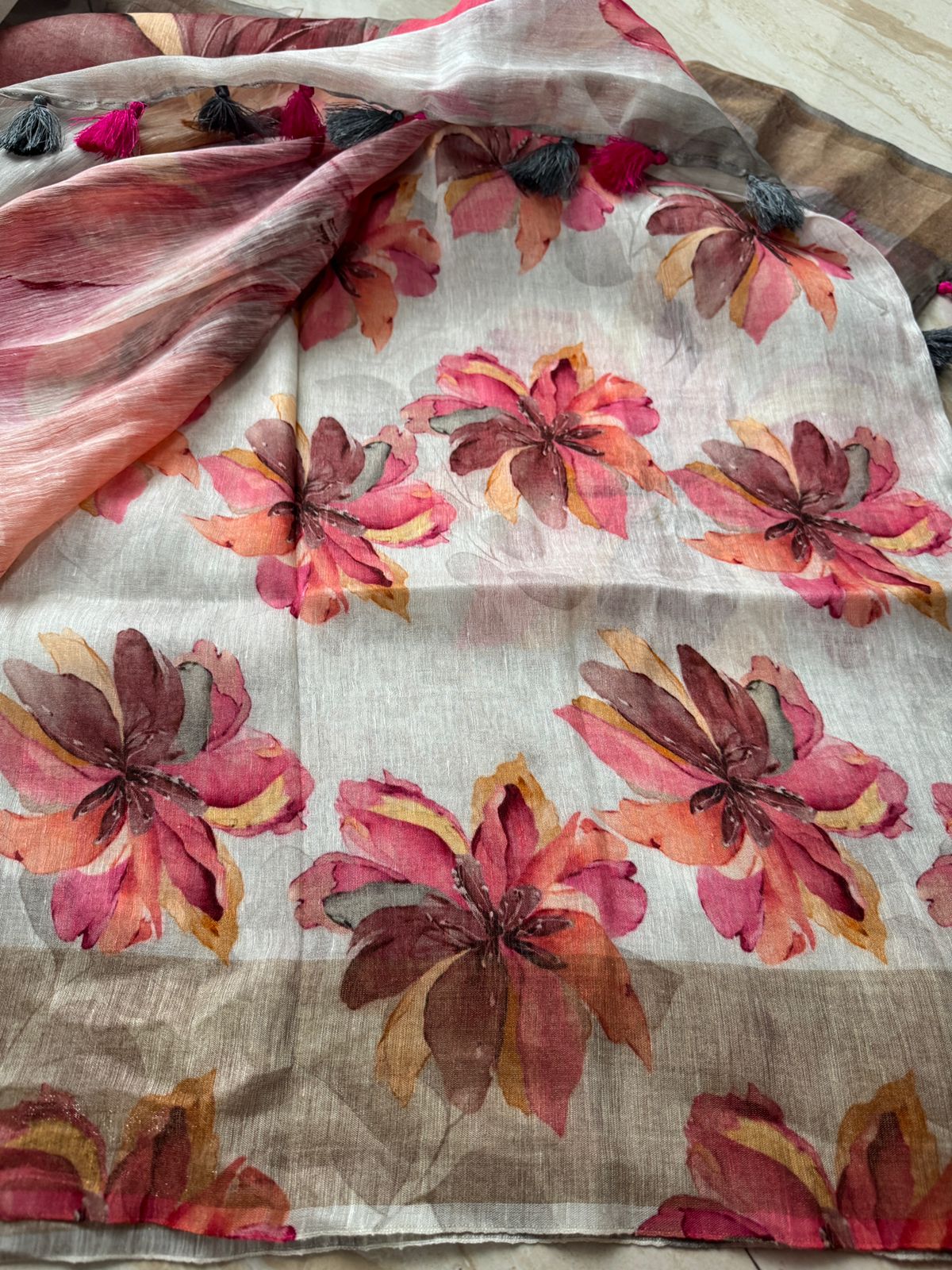 Linen Silk Digital Print Saree