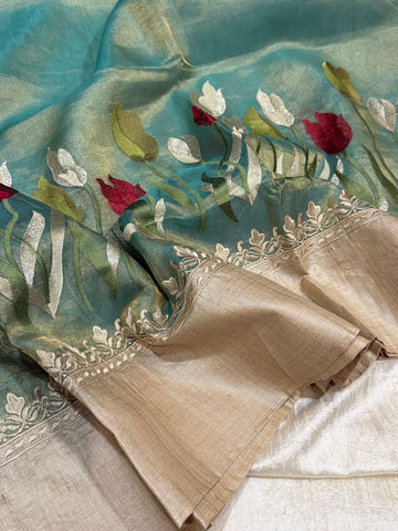 Tissue Saree with Tussar Border
