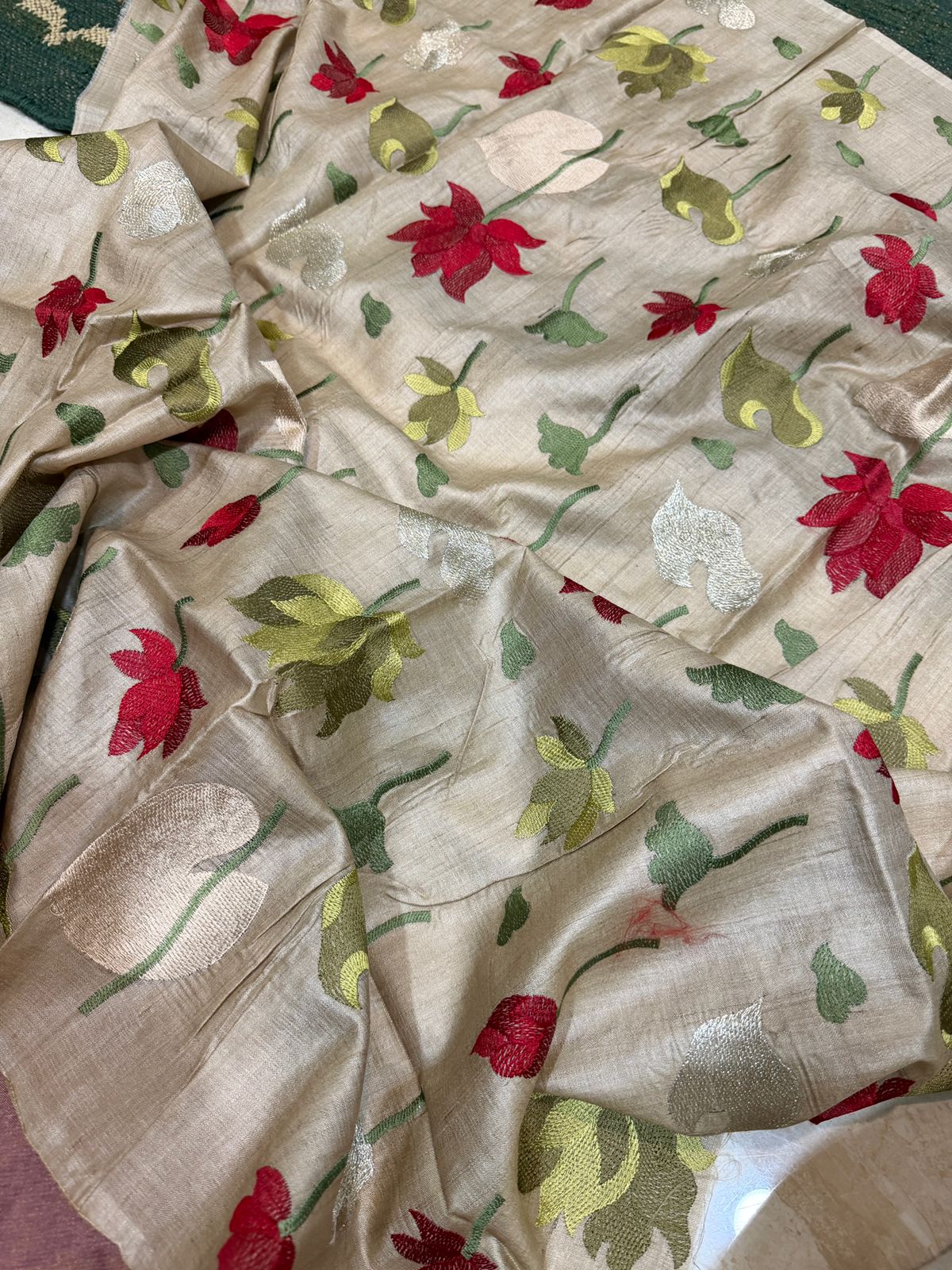 Tissue Saree with Tussar Border