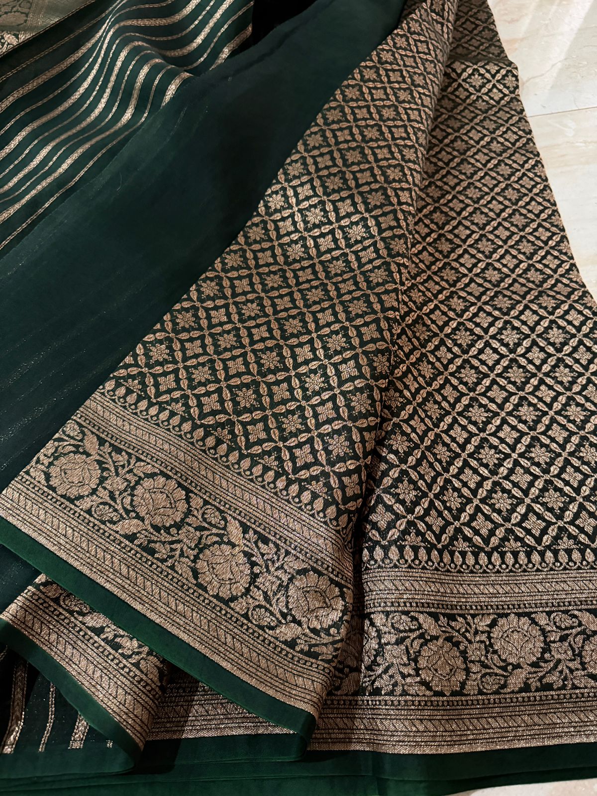 Pure Handloom Kora Brocade Banarasi Saree