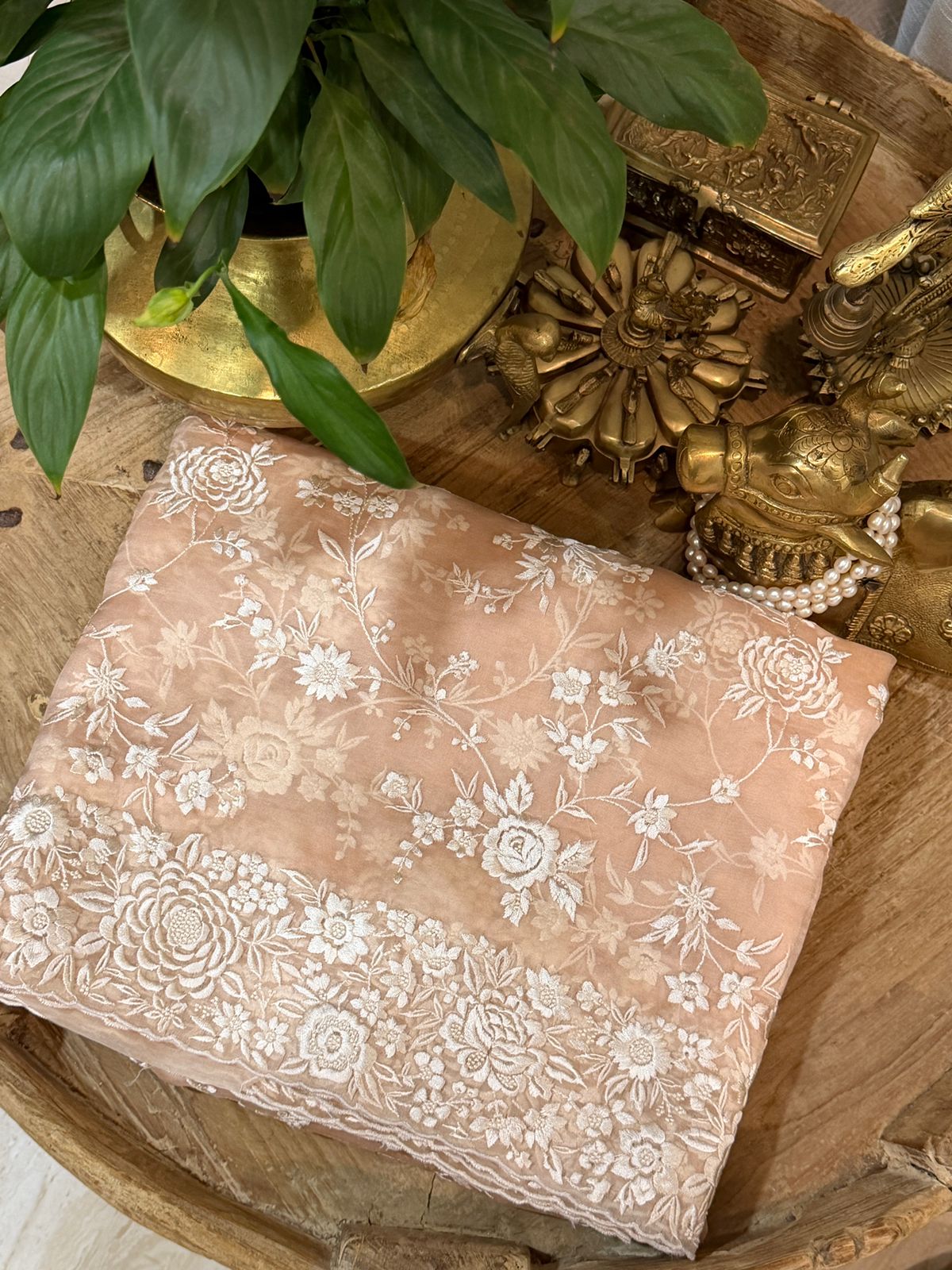Pure Organza Saree with Parsi Gara Machine Embroidery