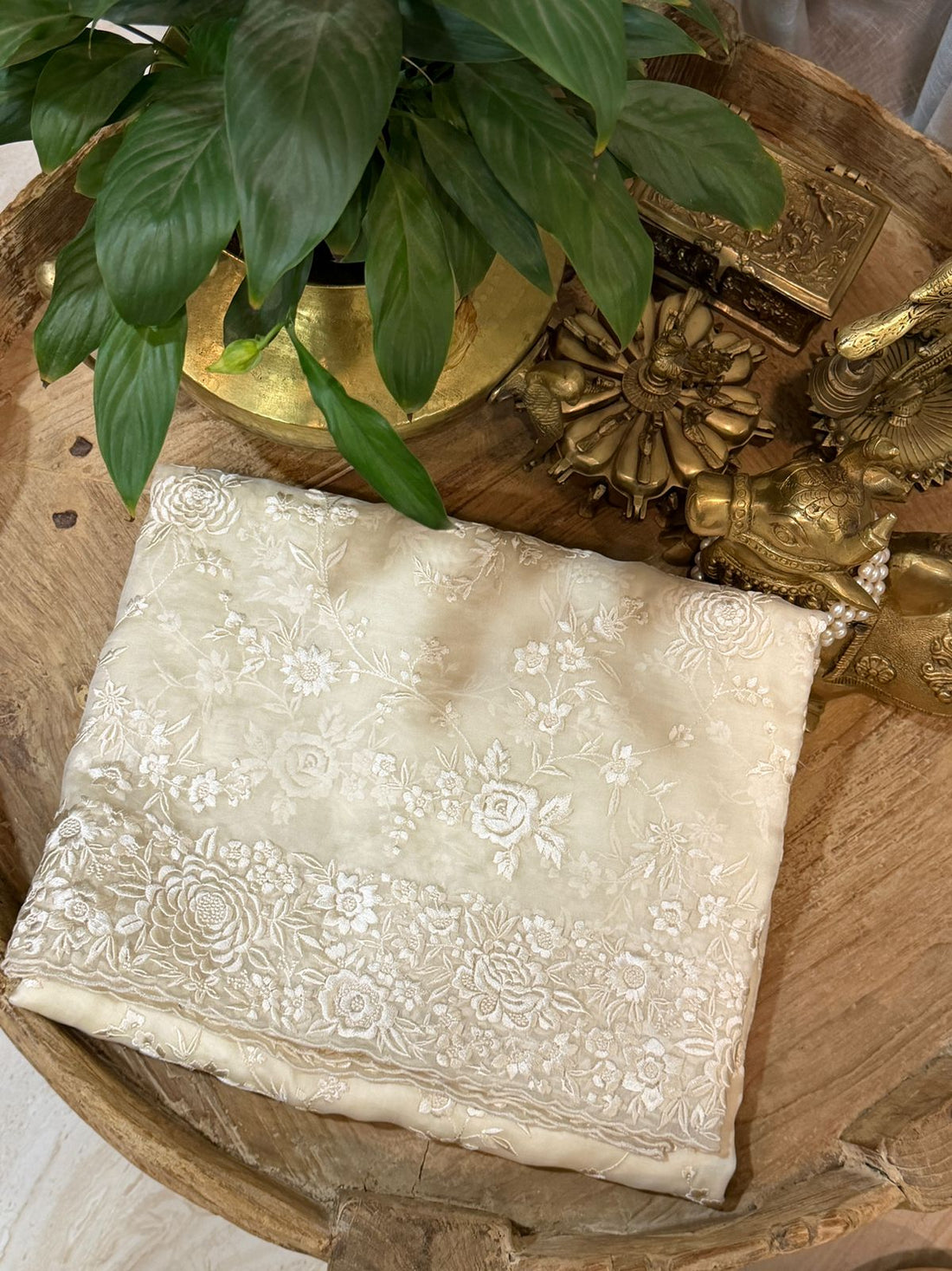 Pure Organza Saree with Parsi Gara Machine Embroidery