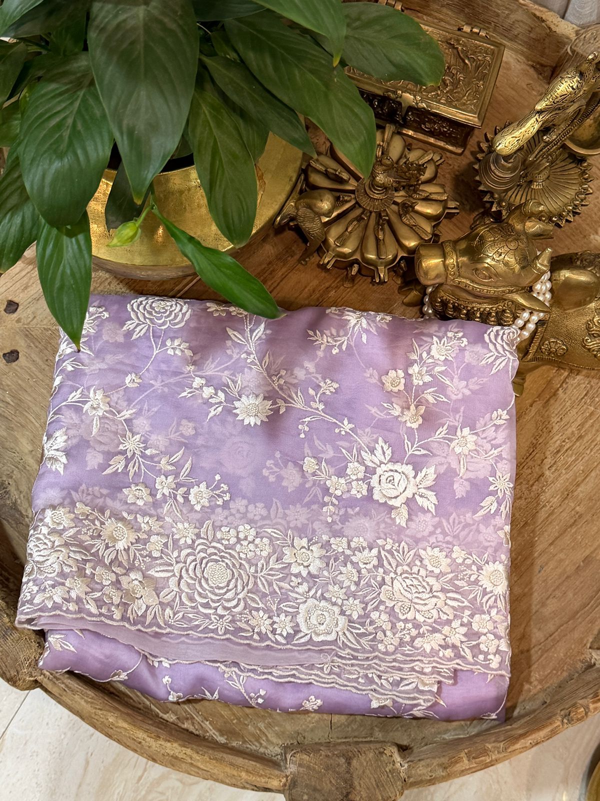 Pure Organza Saree with Parsi Gara Machine Embroidery