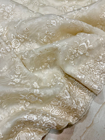 Pure Organza Saree with Parsi Gara Machine Embroidery