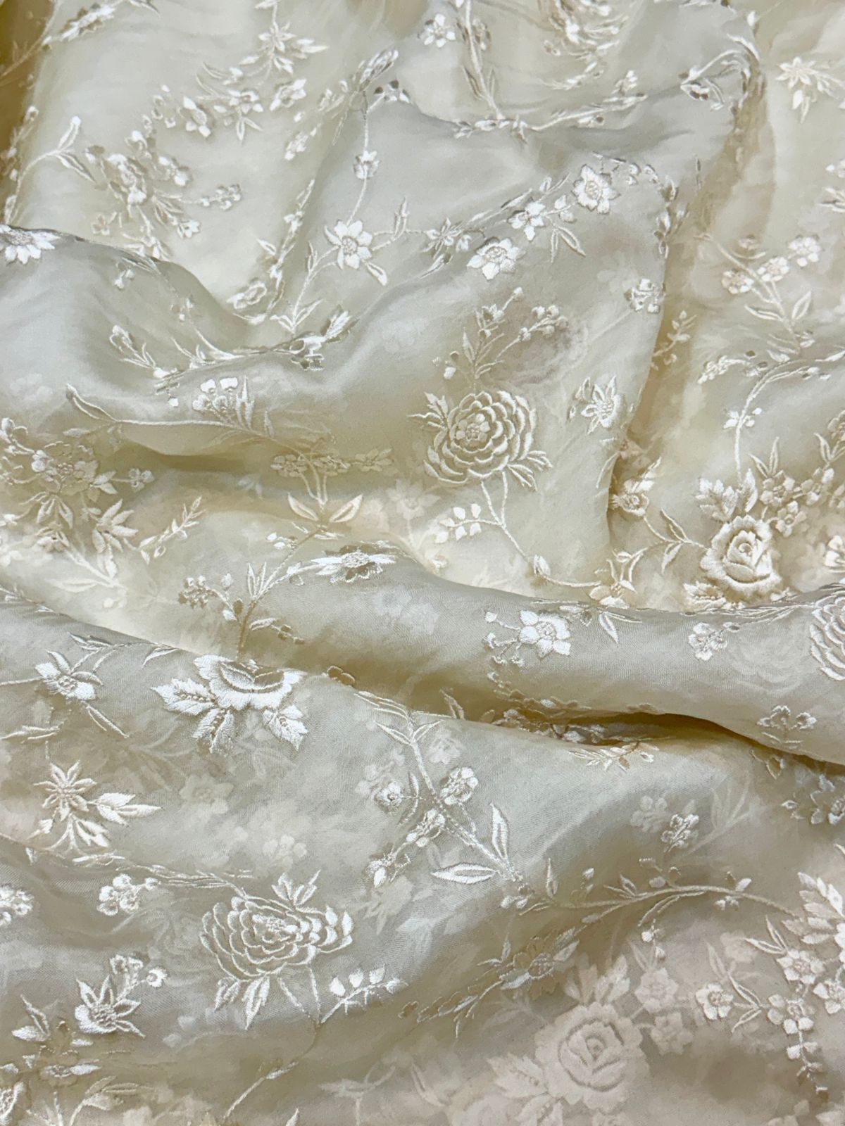 Pure Organza Saree with Parsi Gara Machine Embroidery
