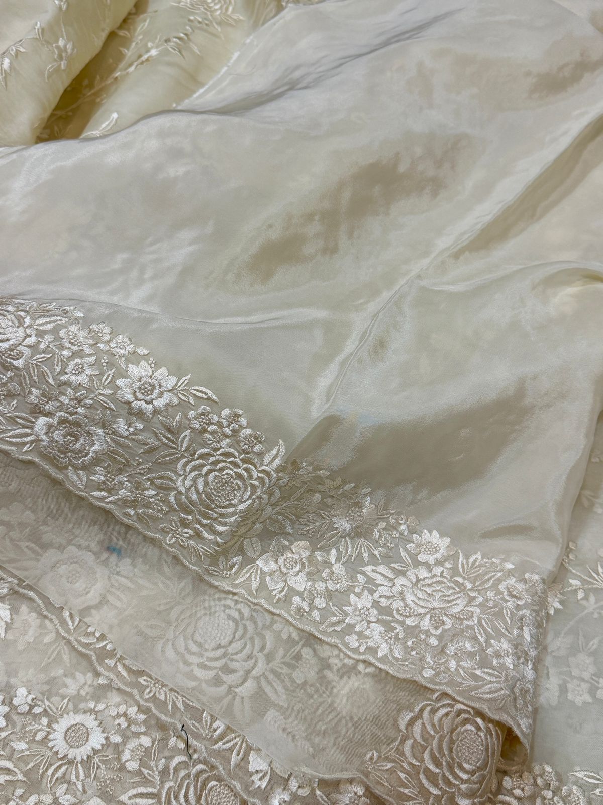 Pure Organza Saree with Parsi Gara Machine Embroidery