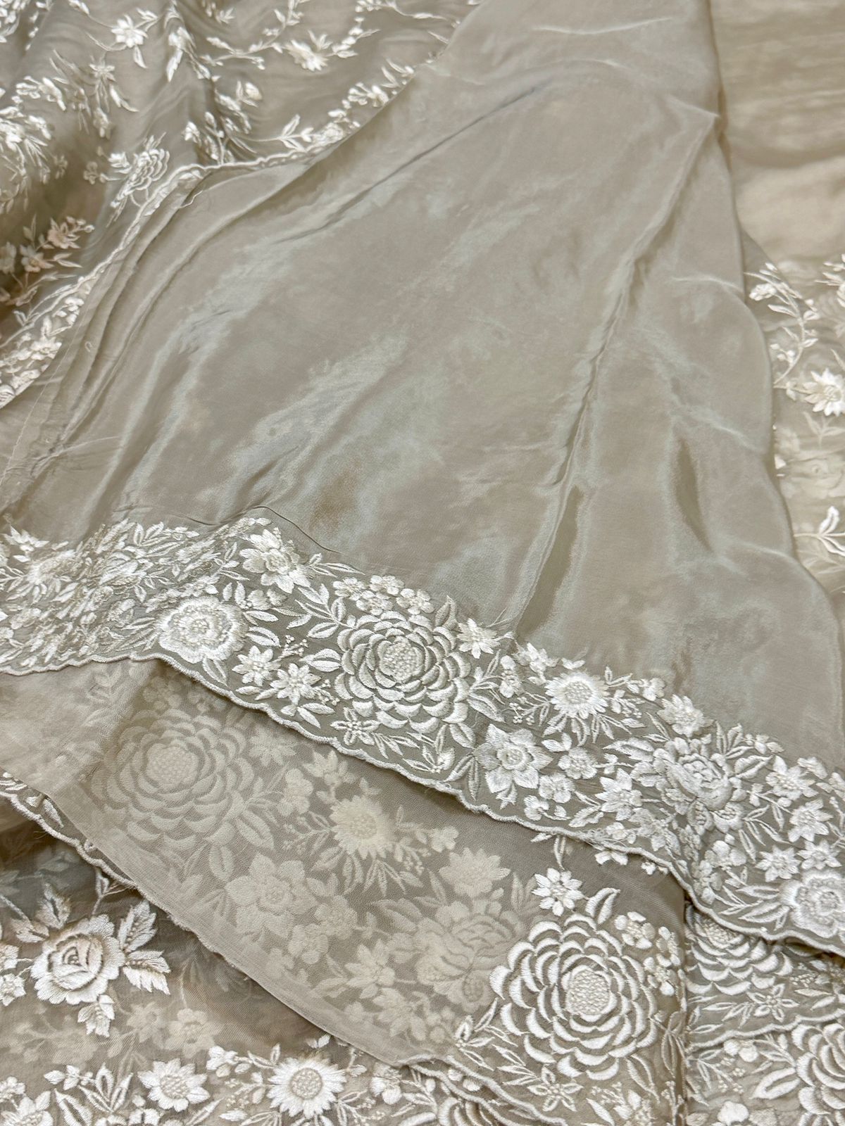 Pure Organza Saree with Parsi Gara Machine Embroidery