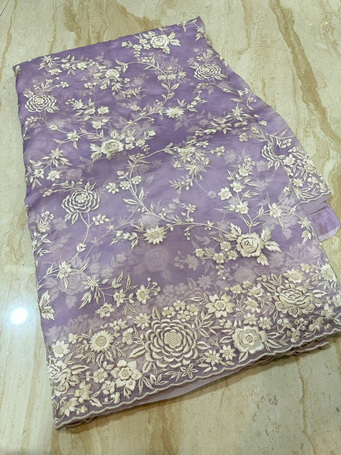 Pure Organza Saree with Parsi Gara Machine Embroidery