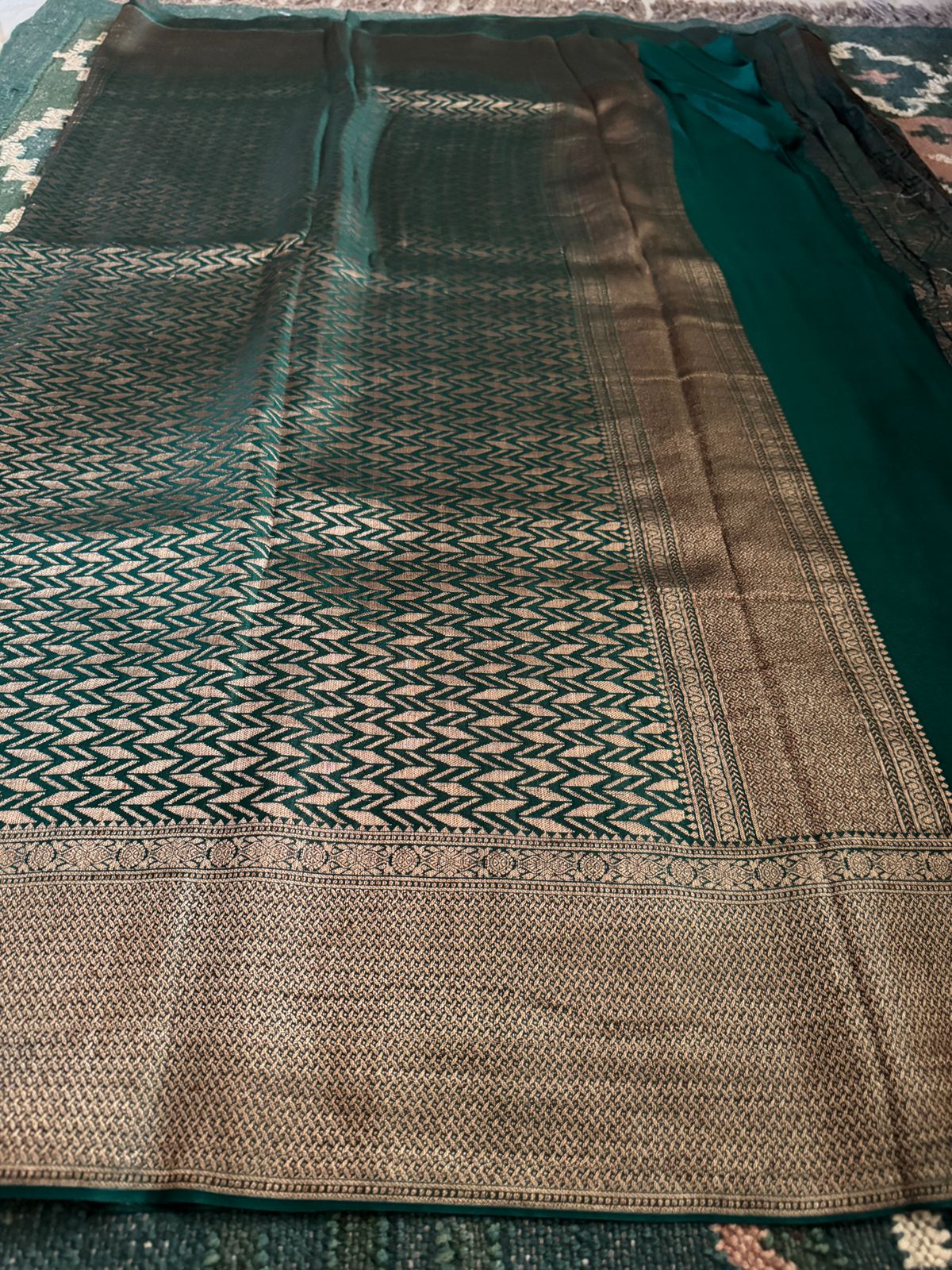 Pure Mysore Brocade Crepe Silk Saree With Antiq Zari Weave