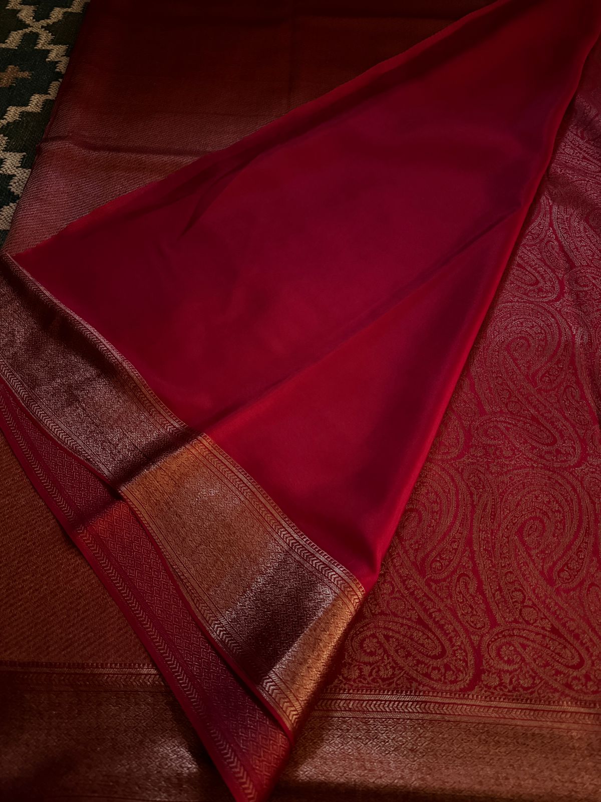 Pure Mysore Brocade Crepe Silk Saree With Antiq Zari