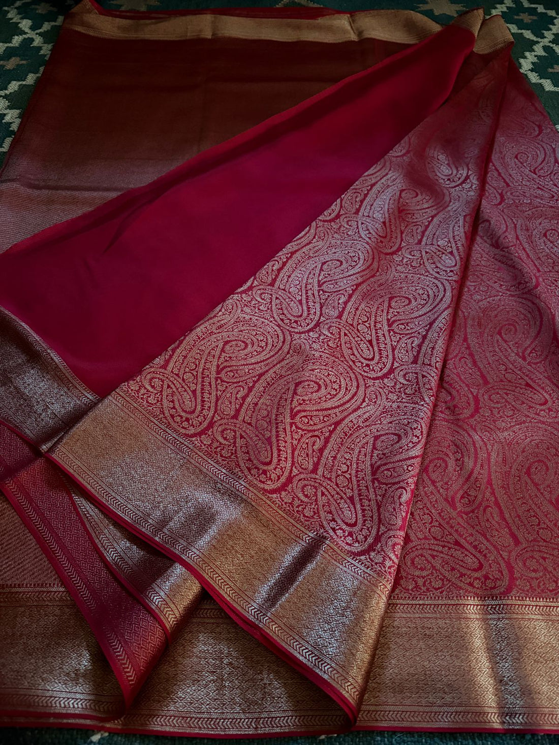 Pure Mysore Brocade Crepe Silk Saree With Antiq Zari