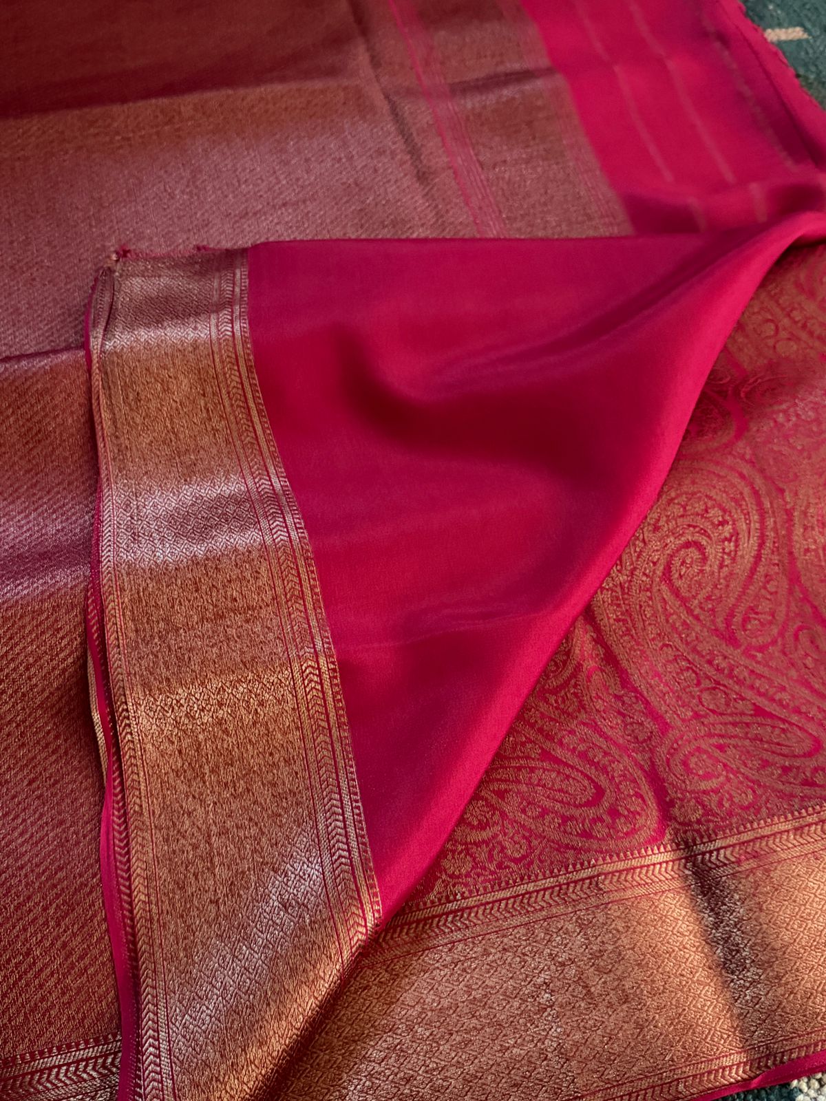 Pure Mysore Brocade Crepe Silk Saree With Antiq Zari Weave