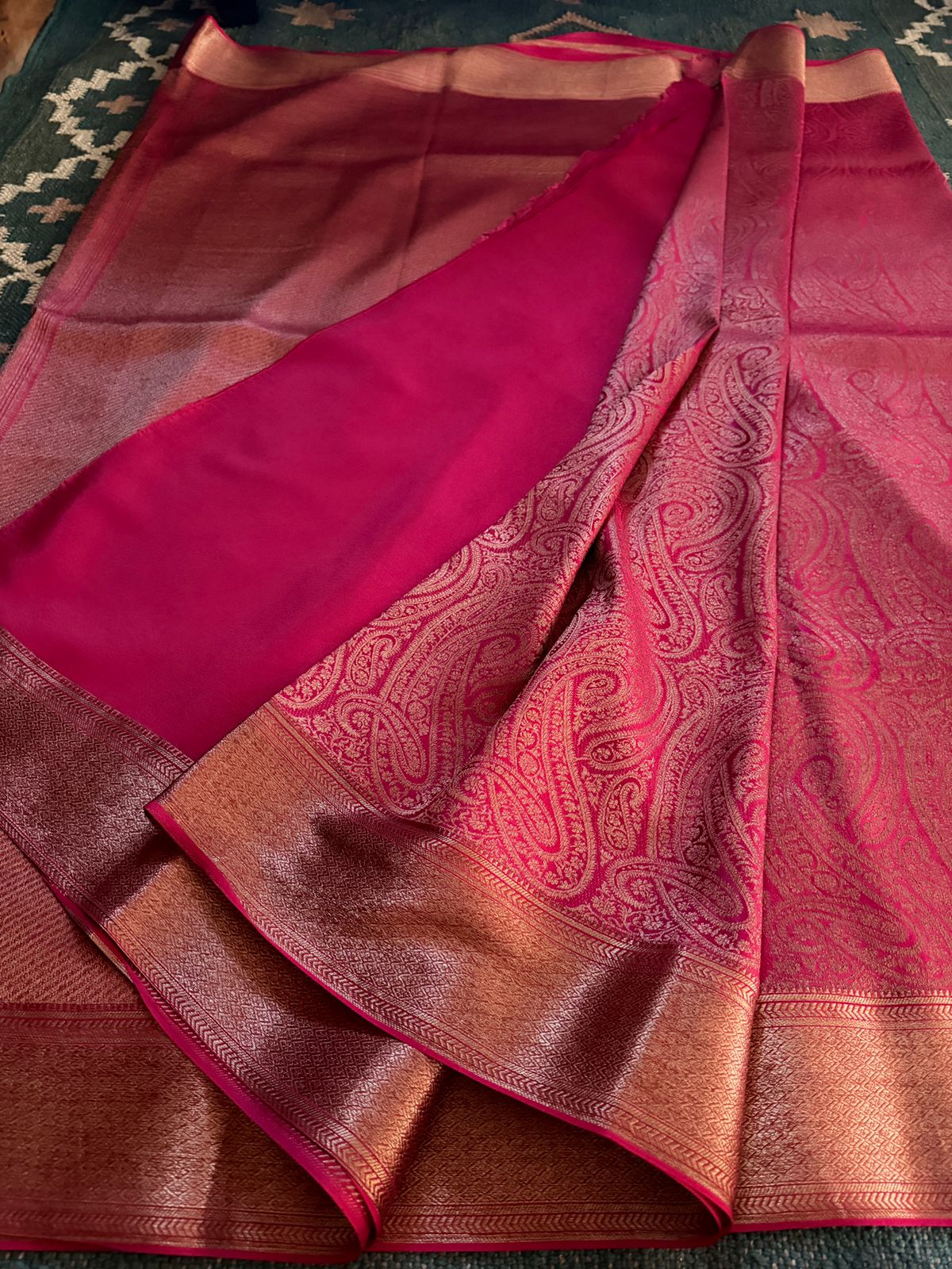 Pure Mysore Brocade Crepe Silk Saree With Antiq Zari Weave