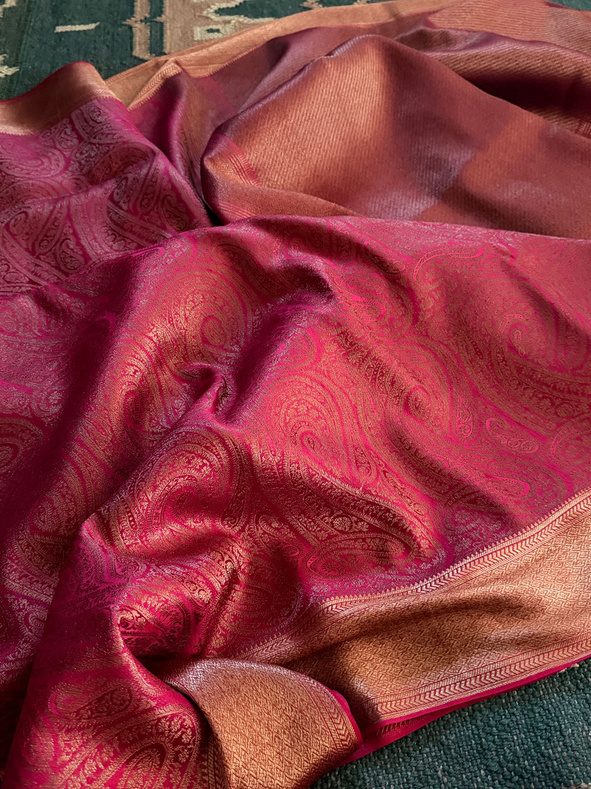 Pure Mysore Brocade Crepe Silk Saree With Antiq Zari Weave