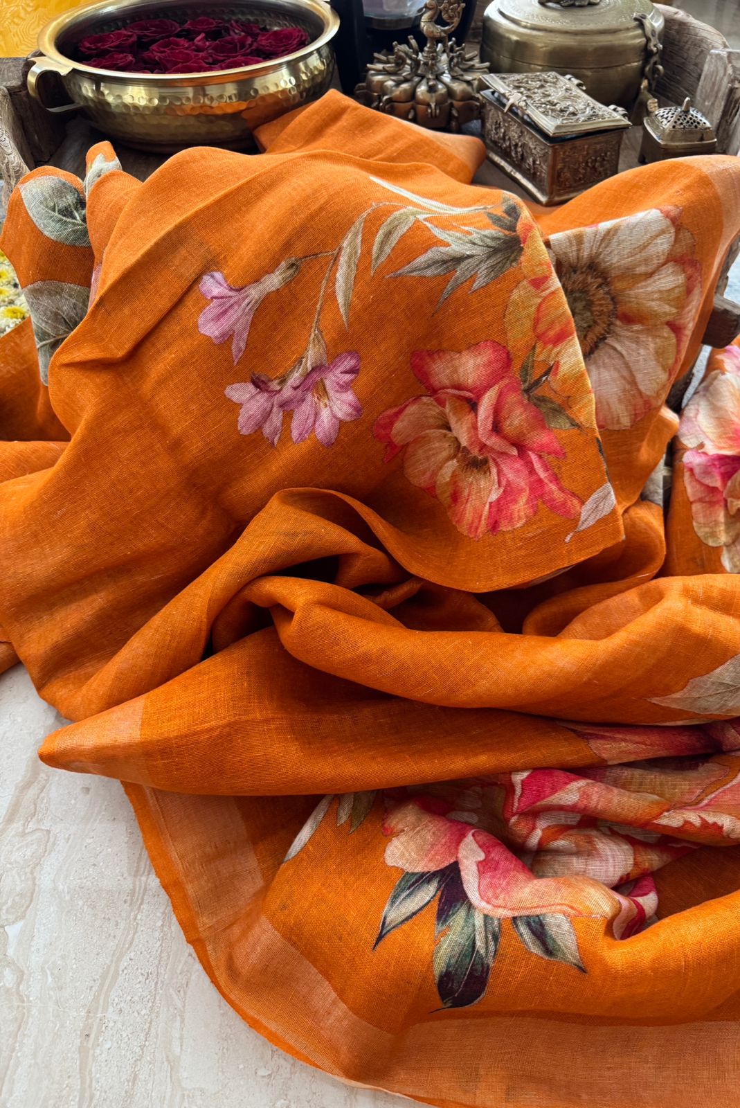 Pure Linen Digital Print Saree