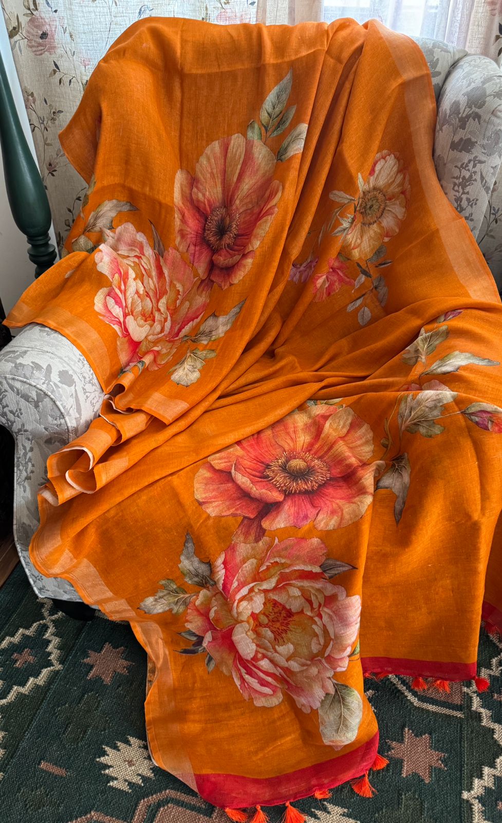 Pure Linen Digital Print Saree